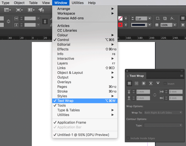 在 Adob​​e InDesign 中包装文本