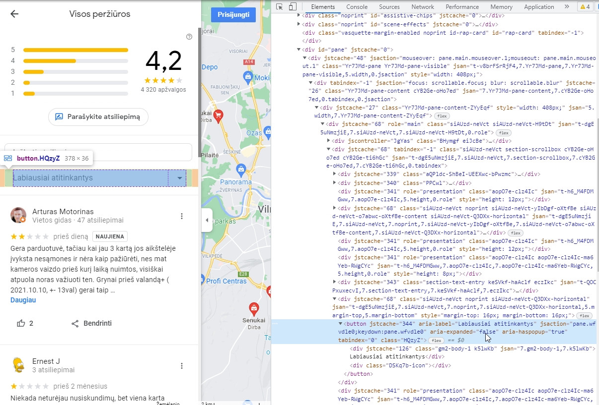 使用 Selenium 更改 Google 地图评论排序